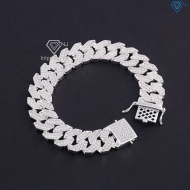 Quà valentine cho nam lắc tay Cuban bạc phiên bản 13mm đặc LTA0081