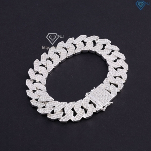 Quà valentine cho nam lắc tay Cuban bạc phiên bản 13mm đặc LTA0081