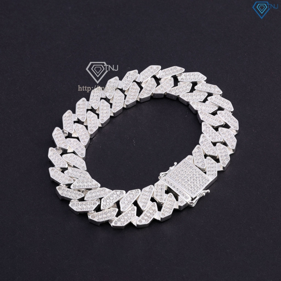 Quà valentine cho nam lắc tay Cuban bạc phiên bản 13mm đặc LTA0081