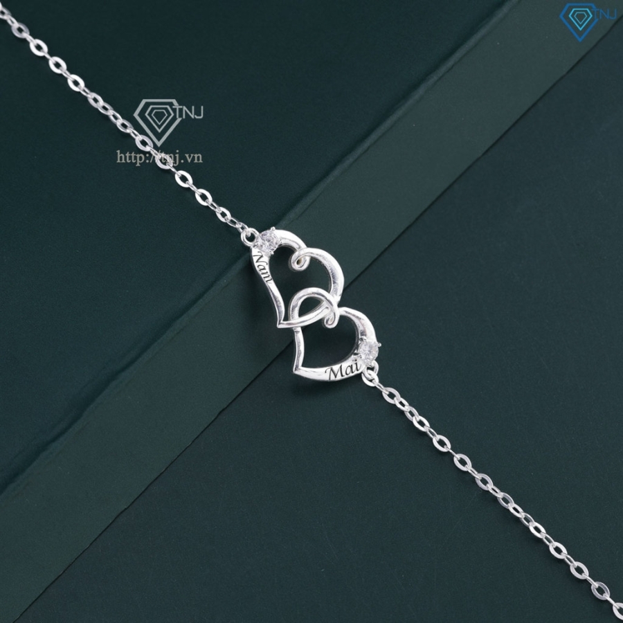 Lắc tay bạc nữ hình trái tim khắc tên LTN0236