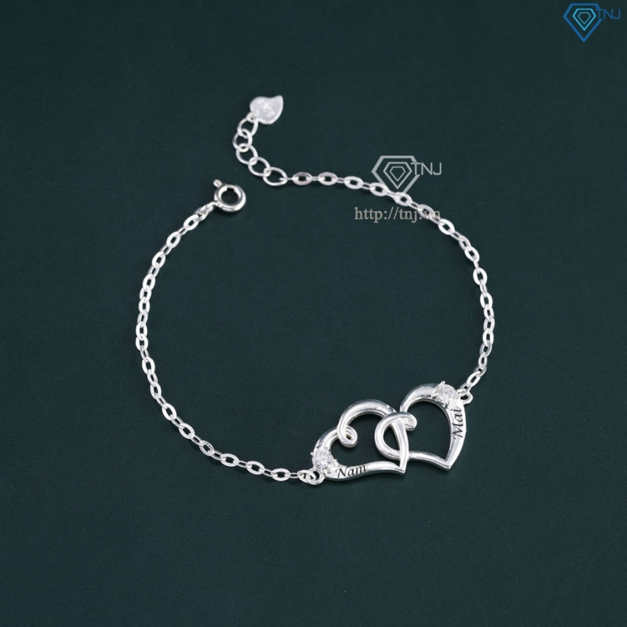 Quà giáng sinh lắc tay bạc nữ hình trái tim khắc tên LTN0236