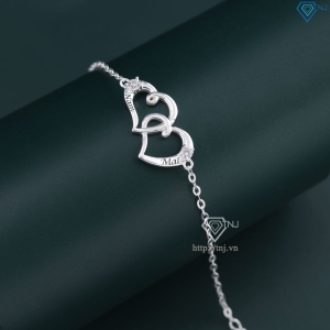 Quà giáng sinh lắc tay bạc nữ hình trái tim khắc tên LTN0236