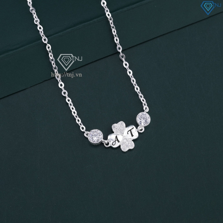 Quà noel cho người yêu lắc tay bạc nữ cỏ 4 lá khắc tên LTN0361