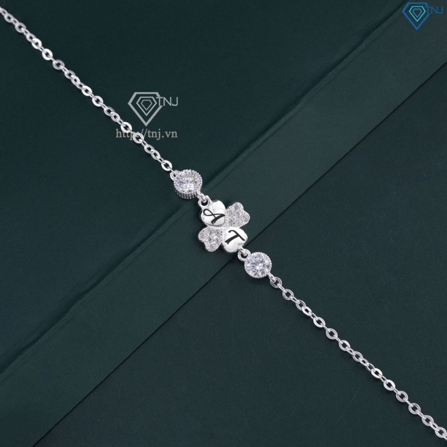 Quà 20 10 cho người yêu lắc tay bạc nữ cỏ 4 lá khắc tên LTN0361