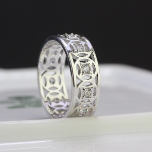 Nhẫn bạc nam kim tiền xi mạ bạch kim NNAXK0008