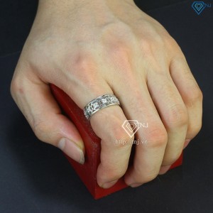 Nhẫn bạc nam kim tiền xi mạ bạch kim NNA0304-XK