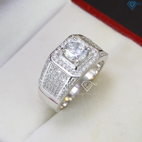 Nhẫn bạc nam xi kim đính đá NNA0306-XK