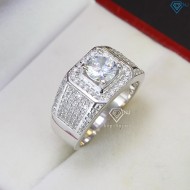Nhẫn bạc nam xi kim đính đá NNA0306-XK