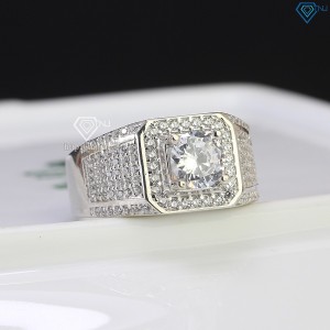 Nhẫn bạc nam xi kim đính đá NNA0306-XK