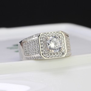 Nhẫn bạc nam xi vàng trắng đính đá NNAXK0004