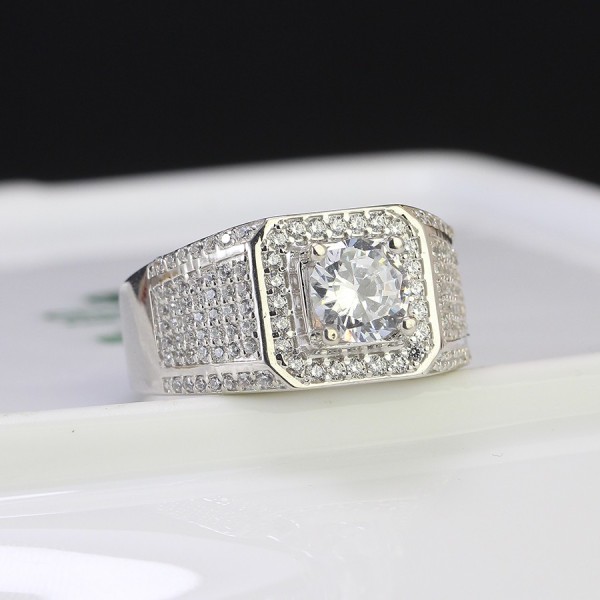 Nhẫn bạc nam xi vàng trắng đính đá NNAXK0004