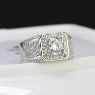 Nhẫn bạc nam xi vàng trắng đính đá NNAXK0004