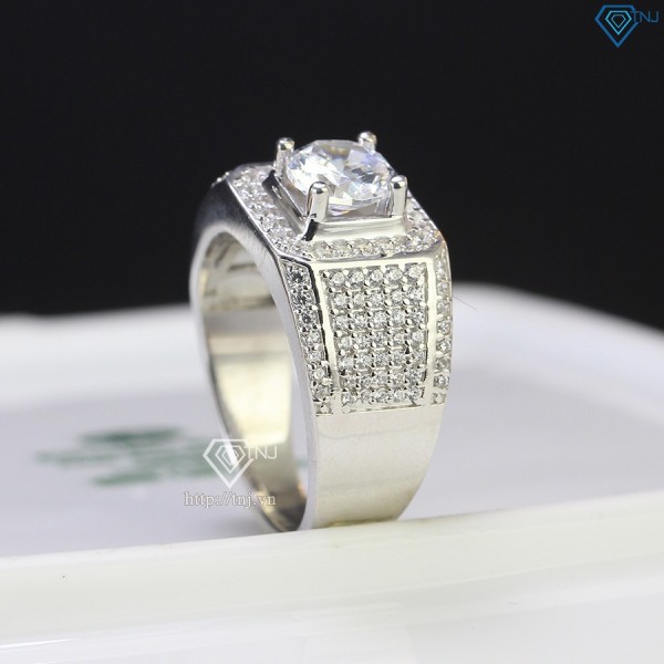 Nhẫn bạc nam xi kim đính đá NNA0306-XK