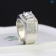 Nhẫn bạc nam xi kim đính đá NNA0306-XK