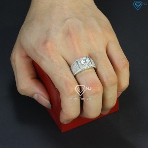 Nhẫn bạc nam xi kim đính đá NNA0306-XK