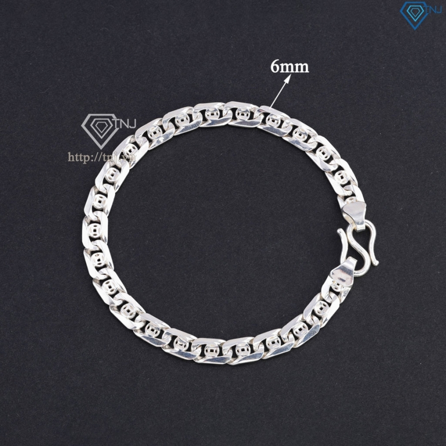 Lắc tay bạc nam hoạ tiết kim tiền LTA0229