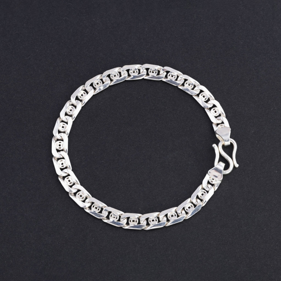 Lắc tay bạc nam hoạ tiết kim tiền LTA0229