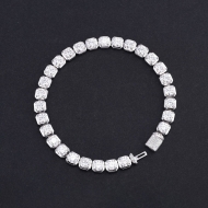 Lắc tay bạc nam Tennis vuông đính full kim cương Moissanite 5.0mm - Kiểm định GRA LTAM0014