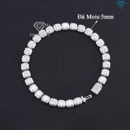 Lắc tay bạc nam Tennis vuông đính full Moissanite 5.0mm LTAM0014