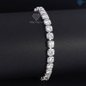 Lắc tay bạc nam Tennis vuông đính full Moissanite 5.0mm LTAM0014