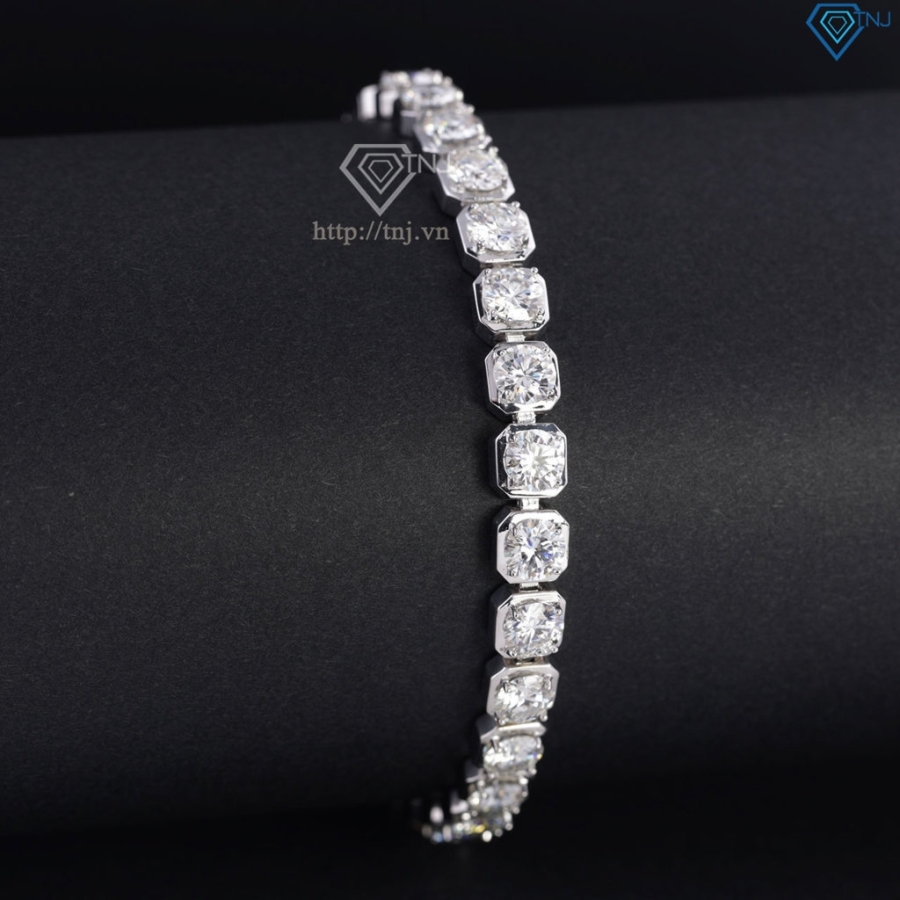 Lắc tay bạc nam Tennis vuông đính full Moissanite 5.0mm LTAM0014