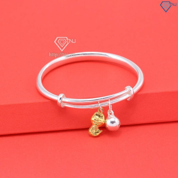 Quà Noel cho bé lắc bạc cho trẻ sơ sinh khắc tên hình rắn vàng LTT0183