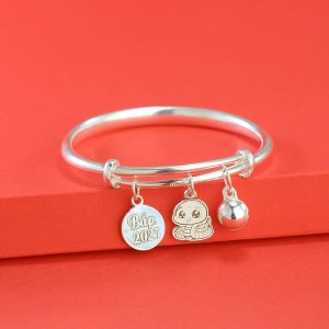 Lắc bạc cho bé sơ sinh khắc tên hình con rắn LTT0179