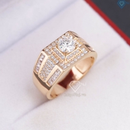 Nhẫn nam Moissanite đơn giản đính đá 6.0mm xi vàng hồng NNAM0176-XH