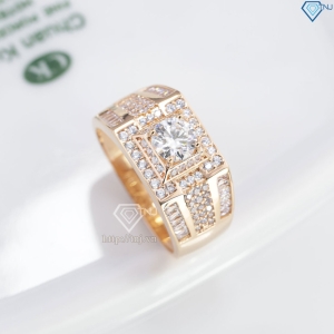 Nhẫn nam Moissanite đơn giản đính đá 6.0mm xi vàng hồng NNAM0176-XH