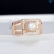 Nhẫn nam Moissanite đơn giản đính đá 6.0mm xi vàng hồng NNAM0176-XH