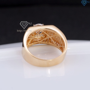 Nhẫn nam Moissanite đơn giản đính đá 6.0mm xi vàng hồng NNAM0176-XH