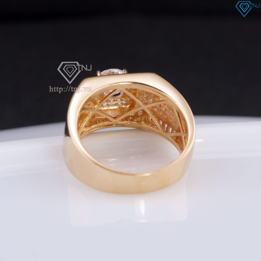 Nhẫn nam Moissanite đơn giản đính đá 6.0mm xi vàng hồng NNAM0176-XH