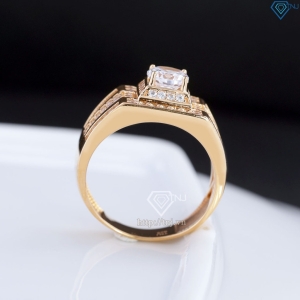 Nhẫn nam Moissanite đơn giản đính đá 6.0mm xi vàng hồng NNAM0176-XH