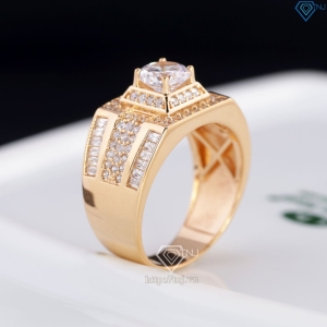 Nhẫn nam Moissanite đơn giản đính đá 6.0mm xi vàng hồng NNAM0176-XH