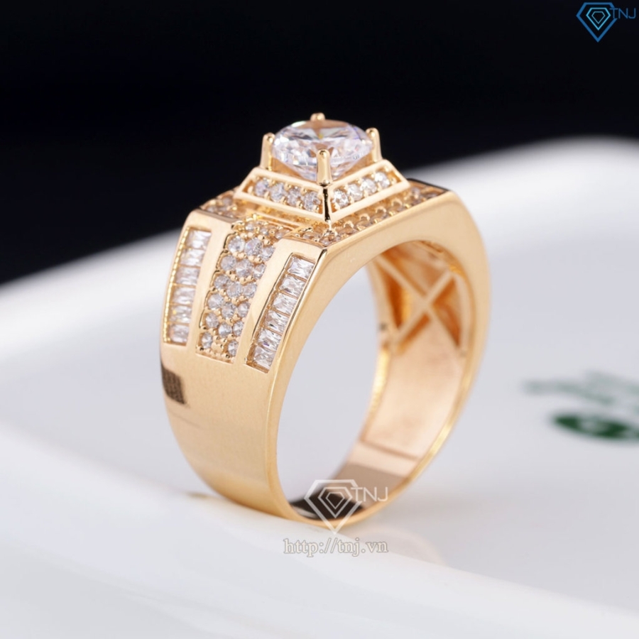 Nhẫn nam Moissanite đơn giản đính đá 6.0mm xi vàng hồng NNAM0176-XH