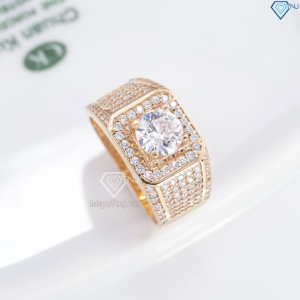 Nhẫn bạc nam xi mạ vàng hồng mặt vuông NNA0306-XH - Trang sức TNJ