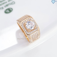 Nhẫn bạc nam xi mạ vàng hồng mặt vuông NNA0306-XH - Trang sức TNJ