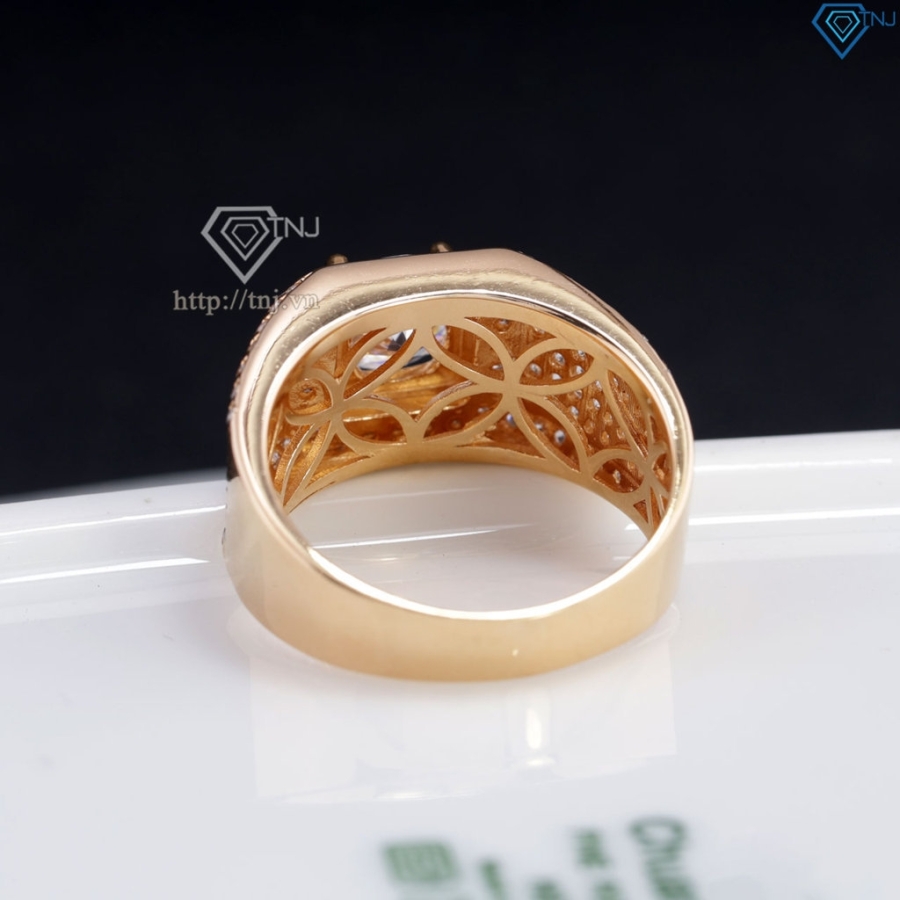 Nhẫn bạc nam xi mạ vàng hồng mặt vuông NNA0306-XH - Trang sức TNJ