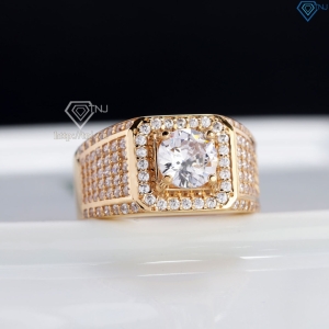 Nhẫn bạc nam xi mạ vàng hồng mặt vuông NNA0306-XH - Trang sức TNJ