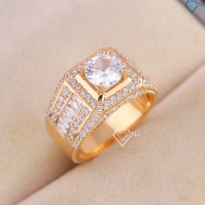 Nhẫn bạc nam xi mạ vàng hồng mặt vuông cao cấp NNA0820-- Trang sức TNJ
