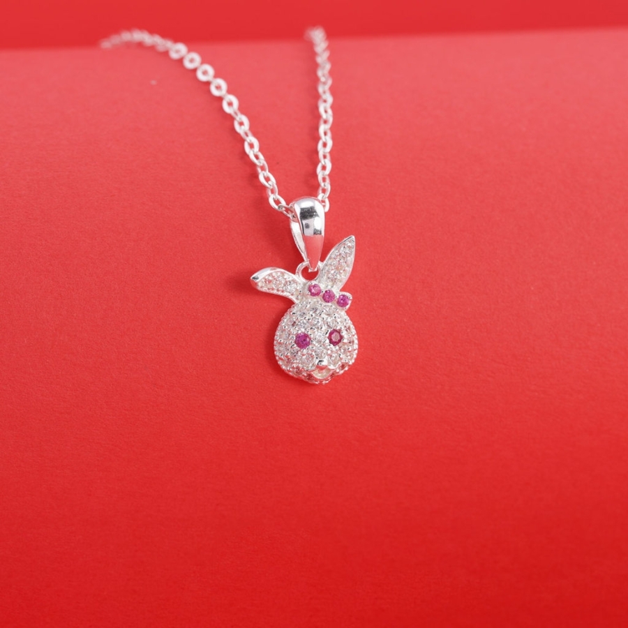 Dây chuyền bạc cho bé hình con thỏ đính đá DTN0049