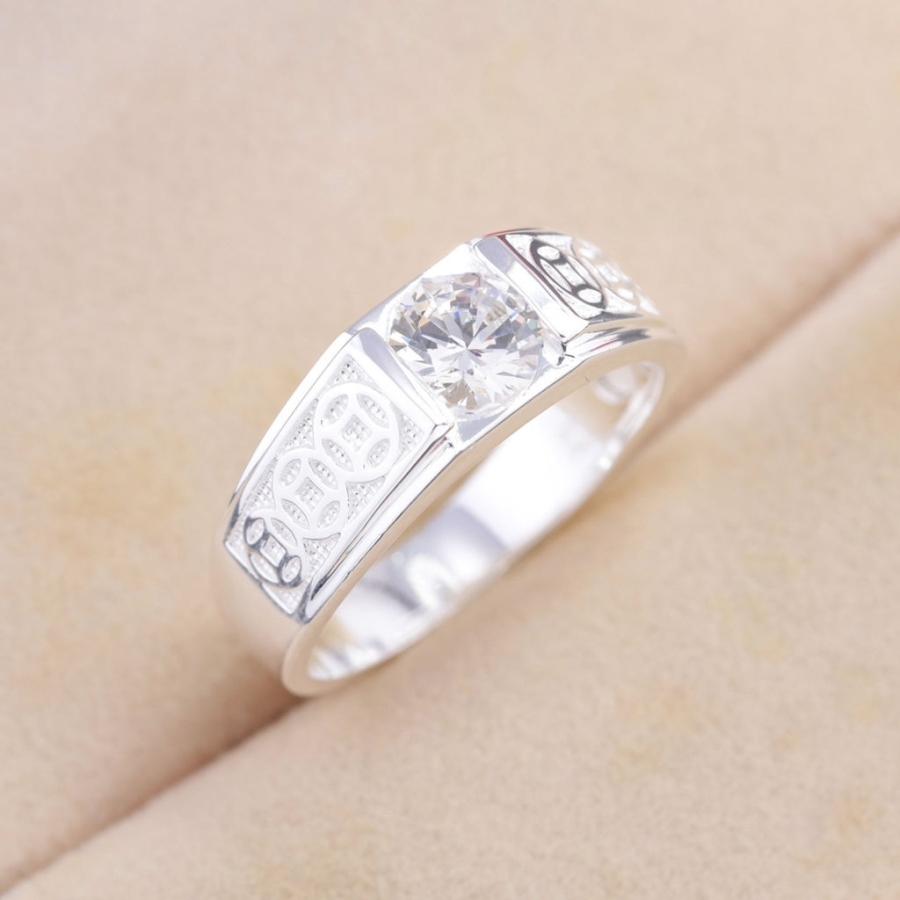 Nhẫn nam bạc kim tiền bản nhỏ NNA0879