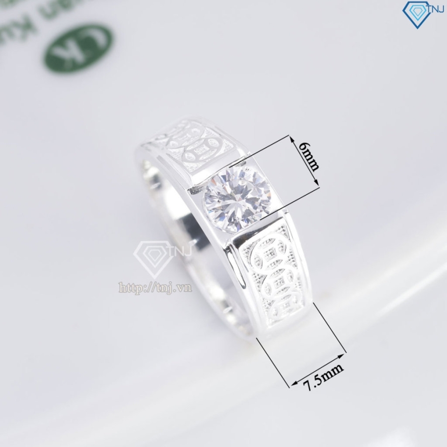 Nhẫn nam bạc kim tiền bản nhỏ NNA0879