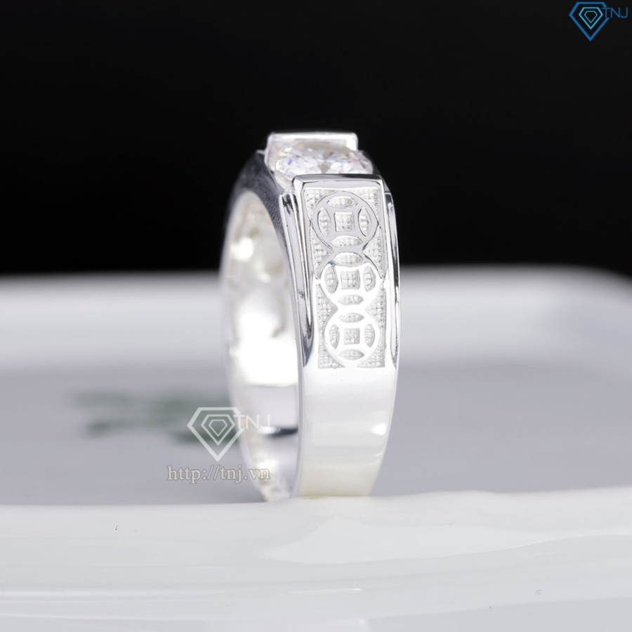 Nhẫn nam bạc kim tiền bản nhỏ NNA0879