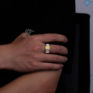 Nhẫn nam bạc 925 kim tiền đính đá vàng NNA0848