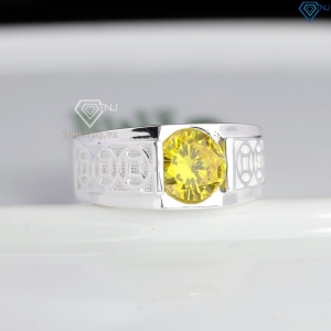 Nhẫn nam bạc 925 kim tiền đính đá vàng NNA0848