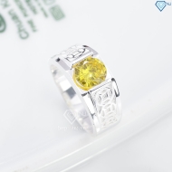 Nhẫn nam bạc 925 kim tiền đính đá vàng NNA0848