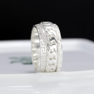 Nhẫn bạc nam mắt xích xoay bản to 10mm NNA0881