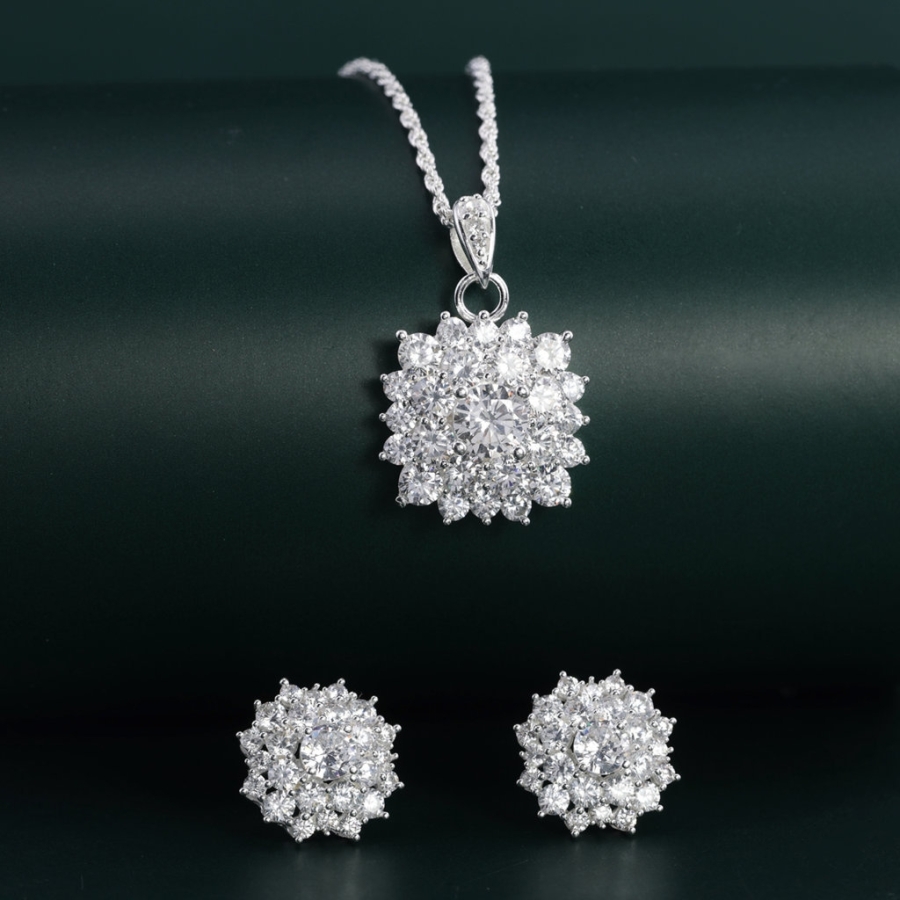 Bộ trang sức bạc đính đá sang trọng BTS0038