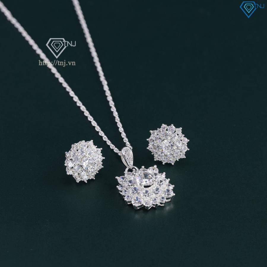 Bộ trang sức bạc đính đá sang trọng BTS0038 - Trang Sức TNJ